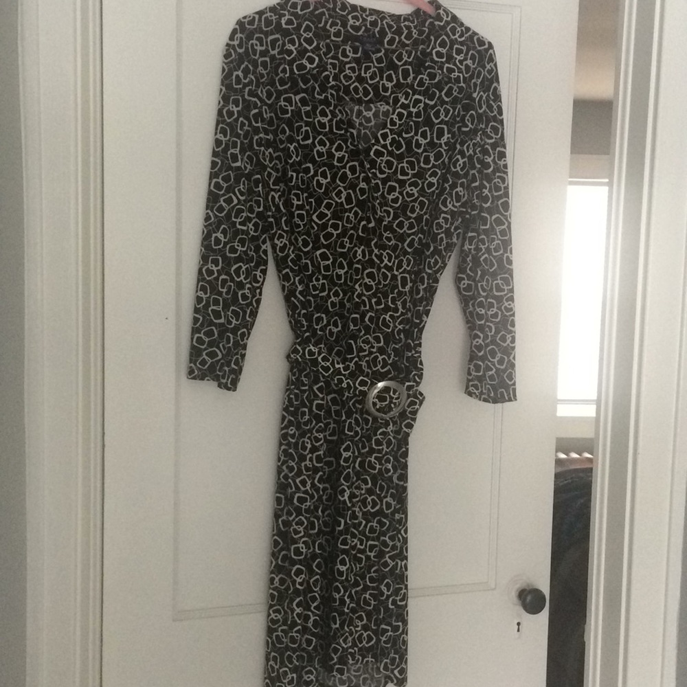 Chaps wrap look dress XL black and taupe